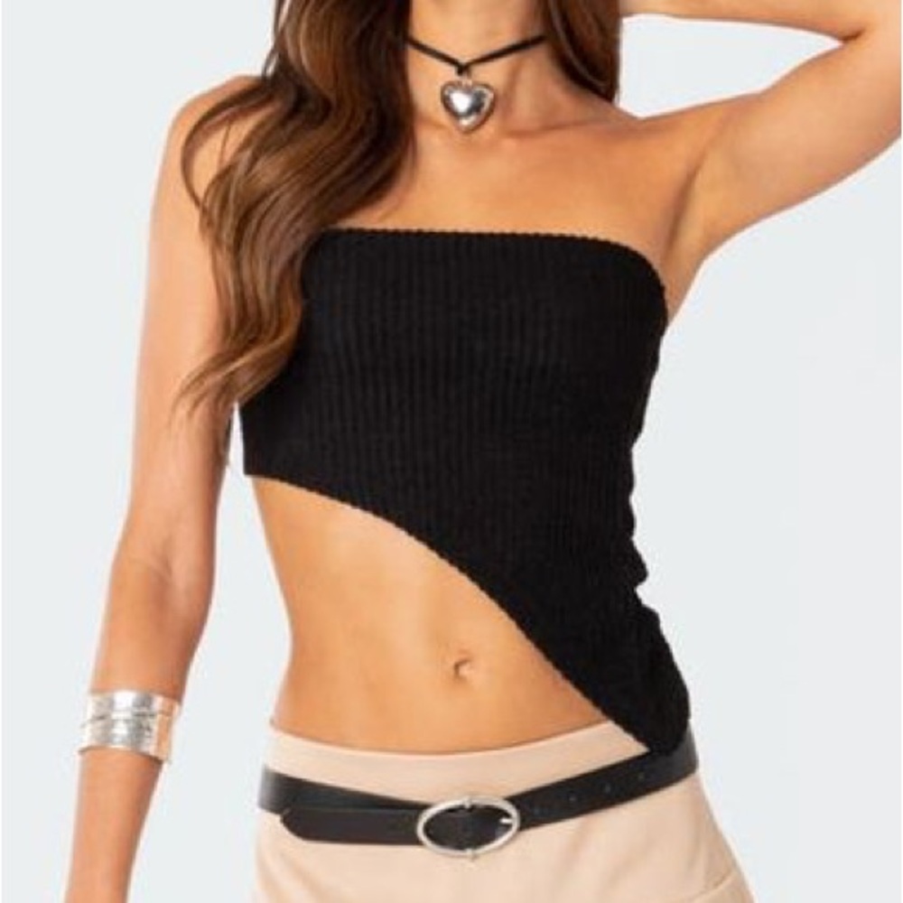 Edikted Textured Asymmetric Tube Top